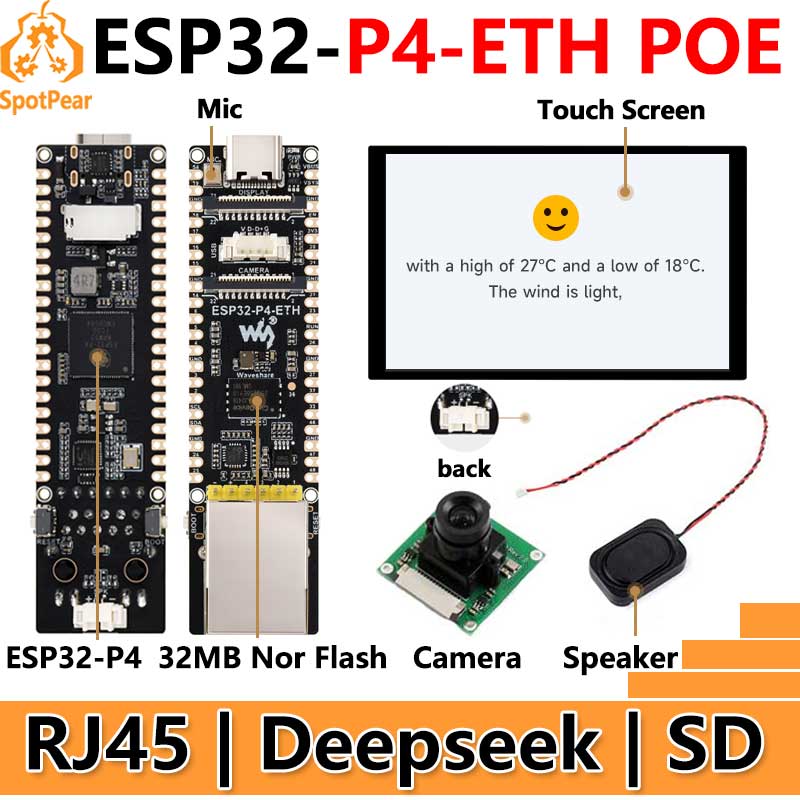 Esp32 P4 - ESP32-P4-ETH RJ45 POE DSI/MIPI 10,1-calowy wyświetlacz